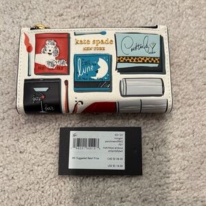 Kate Spade Graphic Print Wallet with Red and Black Accents